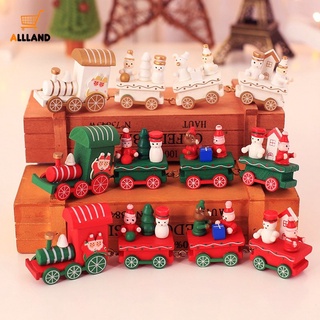 รถไฟไม้ ขนาดเล็ก 3 สี / 4 โบว์ ตุ๊กตาหมี สโนว์แมน เครื่องประดับคริสต์มาส / พร็อพตกแต่งฉากปาร์ตี้คริสต์มาส