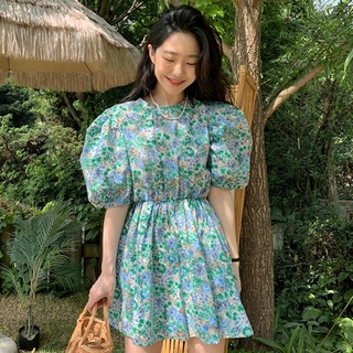 พร้อมส่ง 🥝 green flora jumpsuit C2606 จั๊มสูทสั้น จั๊มสูทลายดอก