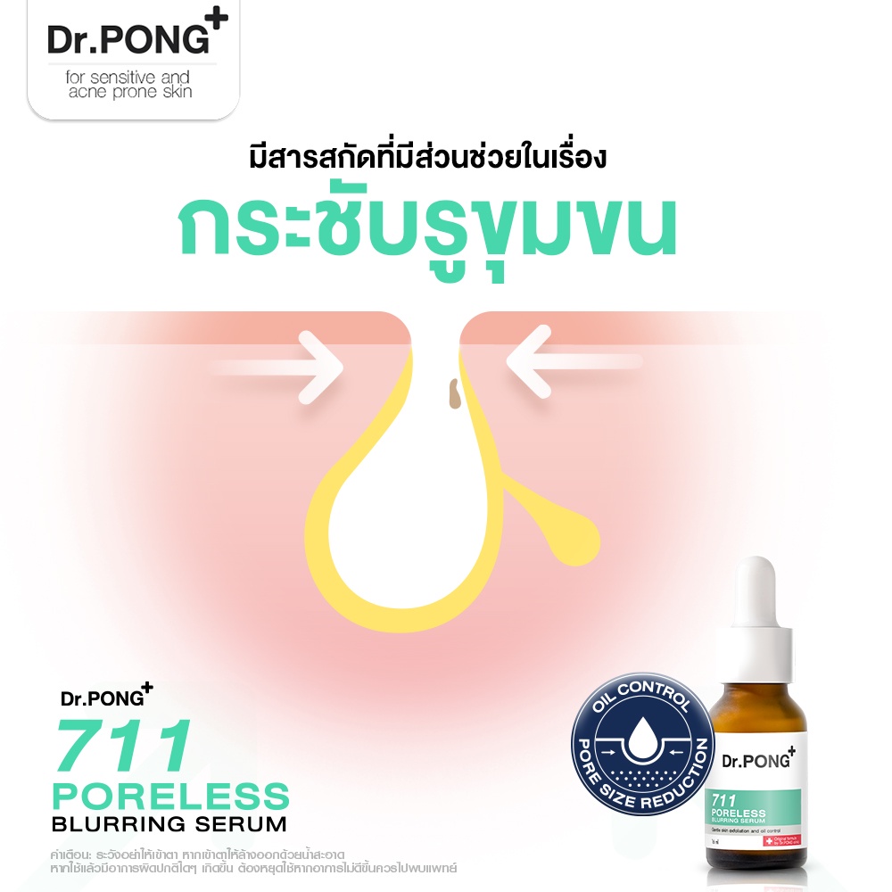ภาพสินค้าDr.PONG 711 Poreless blurring serum เซรั่มคุมมัน ให้รูขุมขนดูเล็กลง Niacinamide - Glycolic acid - ZincPCA จากร้าน drpongshop บน Shopee ภาพที่ 4
