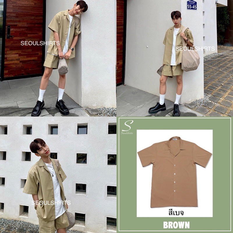 ภาพสินค้าS1: เสื้อเชิ้ตเกาหลี แขนสั้น สีพื้น มีไซซ์ M L XL XXL ชาย/หญิง จากร้าน seoulshirts_official บน Shopee ภาพที่ 8