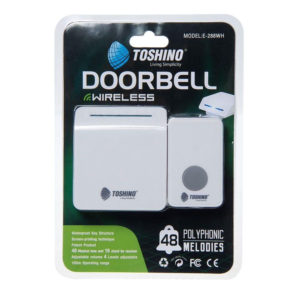 wireless-doorbell-wireless-door-bell-toshino-e-288-white-buzzer-electrical-work-กริ่งไร้สาย-กระดิ่งไร้สาย-toshino-e-288