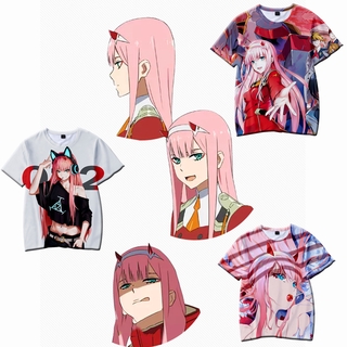 เสื้อยืดแขนสั้น พิมพ์ลายการ์ตูนแอนิเมะ Darling In The Franxx Zero Two 02 สําหรับผู้ชายและผู้หญิง