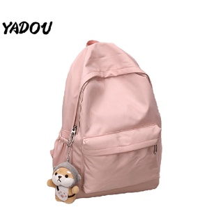 YADOU กระเป๋าเป้สะพายหลังเกาหลีสีทึบเรียบง่ายนักเรียนวิทยาลัยถุงความจุสูงสไตล์คู่รักกระเป๋าเป้เดินทาง