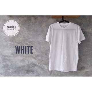 ออกใบกำกับภาษีได้ - (คอกลม/คอวี) เสื้อยืดสีพื้น White ( สีขาว )  **  ไม่มีการเย็บตะเข็บข้างตัวเสื้อ **