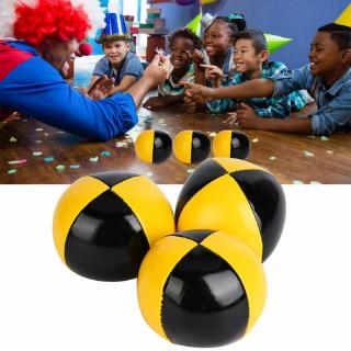 🔥หนัง PU🔥ripstop🔥3PCS Yellow Black PU Thud Juggling Balls Clown Playing Juggle Ball Set for Magic Circus Beginner Improve Concentration Responsiveness Right Brain Development ลูกเล่นกล