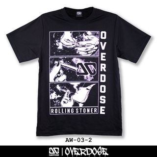 Overdose T-shirt เสื้อยืดคอกลม สีดำ รหัส AW-03-2(โอเวอโดส)