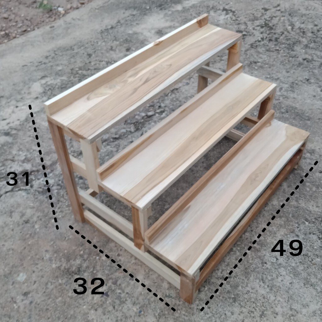 ชั้นวางแบบบันได-3-ขั้น-ทำจากไม้สัก