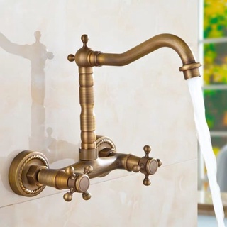 ยุโรปโบราณติดผนังก๊อกน้ำร้อนและเย็นทองแดงทั้งหมดระเบียงซักรีดสระว่ายน้ำอ่างอาบน้ำอ่างล้างหน้าย้อนยุค faucet
