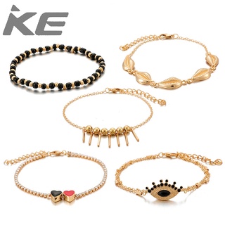 Jewelry Popular Alloy Shell Anklet Simple Love Eye Bead Anklet 5-Piece Set for girls for women