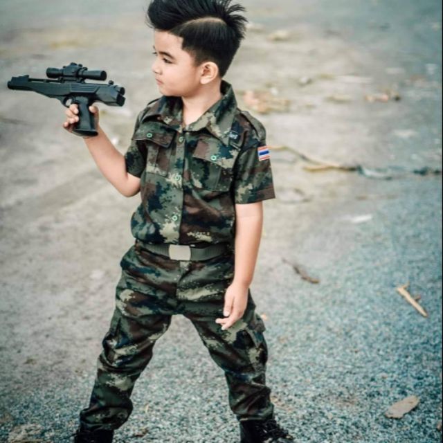 ภาพหน้าปกสินค้าชุดทหารผู้พันชายแขนสั้น ชุดทหารเด็ก ชุดอาชีพในฝัน