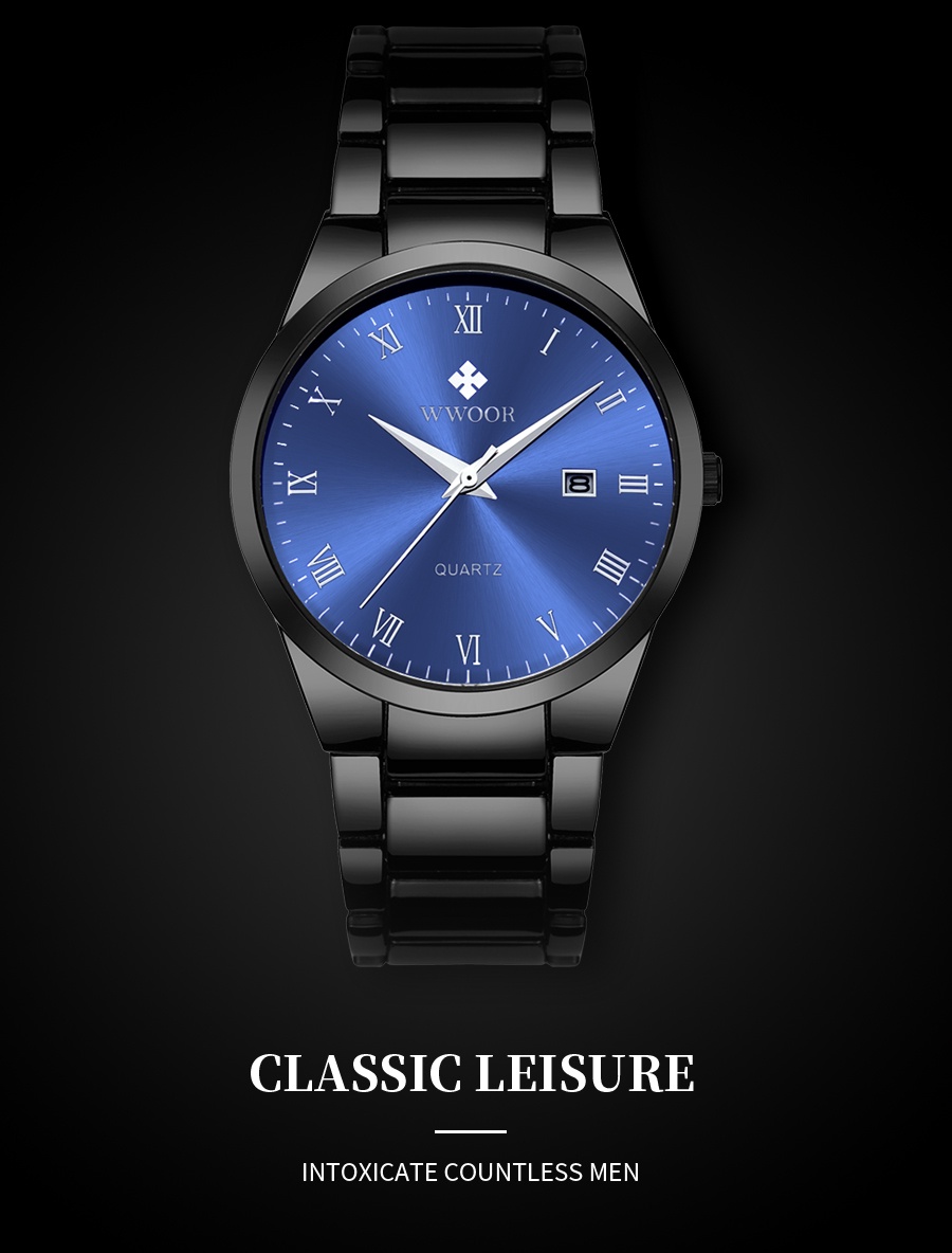 รายละเอียดเพิ่มเติมเกี่ยวกับ WWOOR นาฬิกาควอตซ์ กันน้ำ สายสเตนเลส สินค้าแฟชั่น สำหรับผู้ชาย-8830
