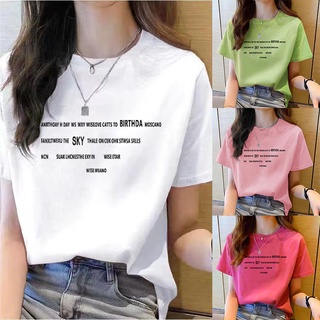 เสื้อยืด แขนสั้น พิมพ์ลาย สไตล์เกาหลี แฟชั่นฤดูร้อน สําหรับผู้หญิง นักเรียน