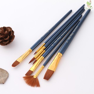 7pcs/set Art Paint Brushes Set Round &amp; Flat &amp; Filbert &amp; Fan Tips Professional Drawing Paintbrushes Nylon Hair Wooden Handle for Watercolor Acrylic Oil Gouache Face Body Painting for Artists Adults Students Beginners