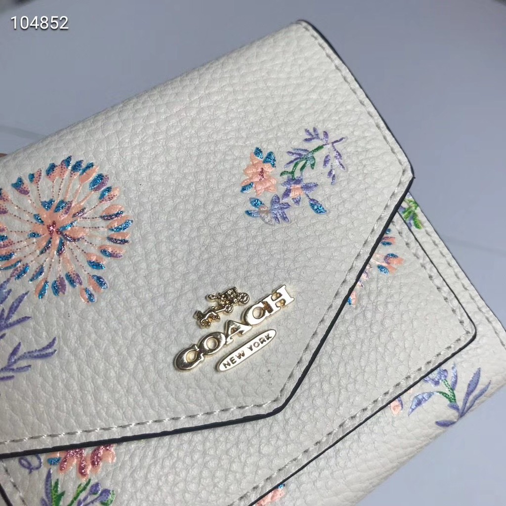 outlet-ส่วนลด-coach-69849-flower-สไตล์ผู้หญิงกระเป๋าสตางค์ใบสั้นกระเป๋าสตางค์บัตร-กระเป๋าใส่บัตรหลายใบ