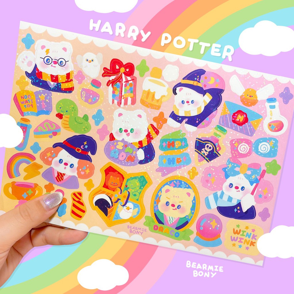 sticker-harry-potter-สติกเกอร์แบรนด์แบร์มี่โบนี่-ลายแฮรี่พอตเตอร์-แผ่นใหญ่