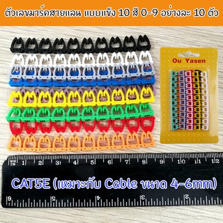 ตัวเลขมาร์คสายแลน CAT5E ขนาด 4-6 mm  Cable Markers แบบแข็ง 10 สี 0-9 อยางละ 10 ตัว(P1332)