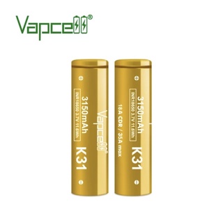 ถ่านชาร์จVapcell K31 INR18650 3150mAh 18A CDR/35A MAX (ได้ถ่าน2ก้อน)ของแท้