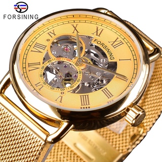 Forsining 2019 Luxury Full Golden Skeleton Watches Mens Mechanical Watches Top Brand Luxury Water Resistant Stainless S