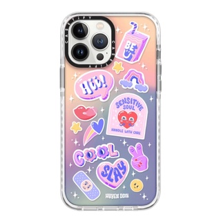 Casetify Good Vibe Stickers by Huyen Dinh 13 Pro Max Impact Case Color: Sheer- Iridescent [13PM สินค้าพร้อมส่ง]