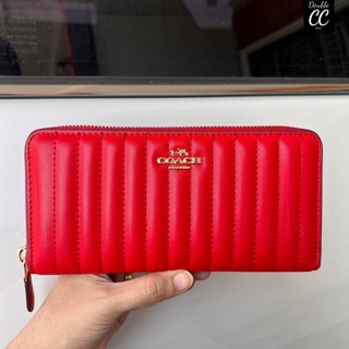 (แท้ 💯%‼ Factory) COACH ACCORDIAN ZIP WALLET WITH LINEAR QUILTING (Coach 2855)