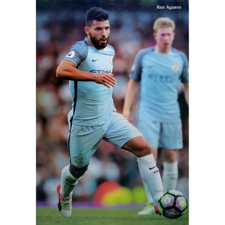 โปสเตอร์ นักฟุตบอล เซอร์จิโอ้ กุน Sergio KUN Aguero No.10 (2016) POSTER 24”x35” Photo Manchester City Football Soccer