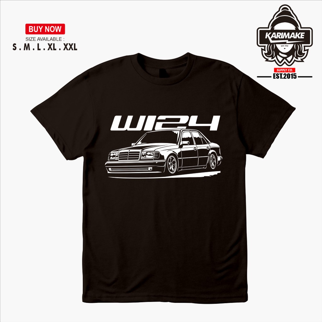 เสื้อยืด-พิมพ์ลายรถยนต์-k-mercedes-benz-w124-jdm