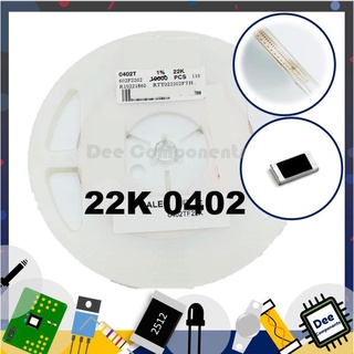 22K Ohm 0402 ±1% 62.5 mW ±100ppm/°C RTT022202FTH RALEC  1-A3-38 (ขายยกแพ็ค 1 แพ็ค มี 100 ชิ้น)