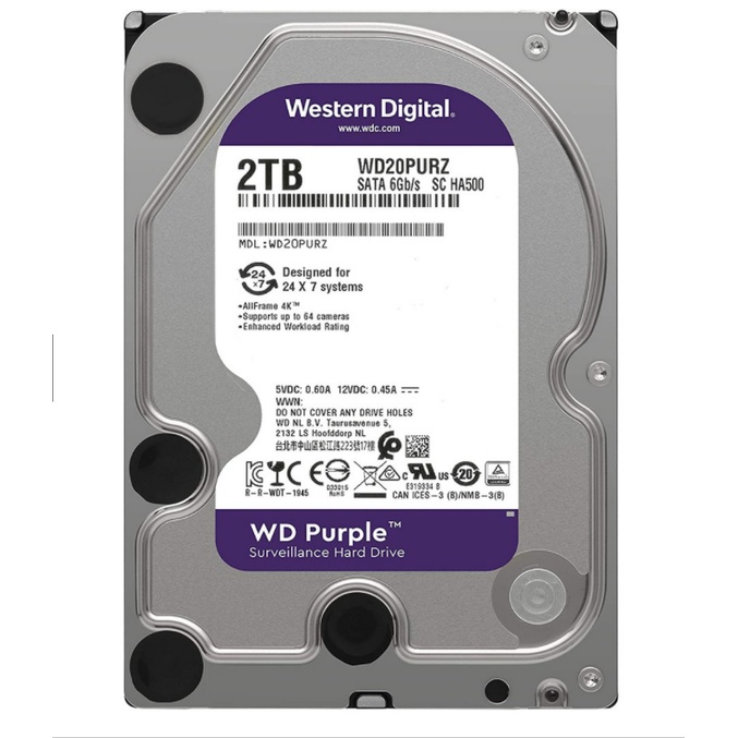 2-tb-hdd-ฮาร์ดดิสก์-cctv-wd-purple-surveillance-5400-rpm-sata-6-gb-s-64-mb-cache-3-5-wd20purz-3year