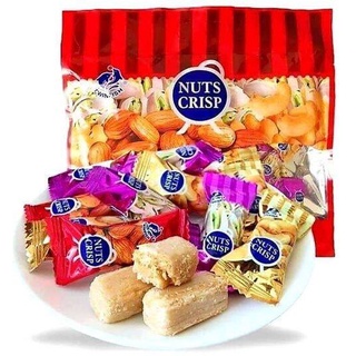 Nuts Crisp TWINFISH 500g ขนมถั่วตัด ตุ๊บตั๊บ ขนมถั่วอัดแท่ง