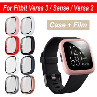 เคสป้องกันหน้าจอ PC พร้อมฟิล์มกันรอย สําหรับ Fitbit Versa 3 / Sense / Versa 2