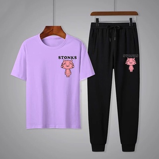 🔥 ใหม่ ! ชุดเซ็ทแฟชั่นเสื้อยืดสกรีนลาย+กางเกงขายาว ชุดเที่ยว กีฬา ออกกำลังกาย ทุกเทศกาล ⭐T724-KU724