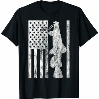 [S-5XL]เสื้อยืด พิมพ์ลายธงอเมริกัน ปลาดุก ของขวัญสําหรับตกปลา