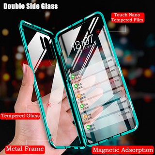 Casing Huawei P50 P40 P30 Honor 50 60 Pro SE Front &amp; Back Double Side Tempered Glass Magnetic Metal Frame Case