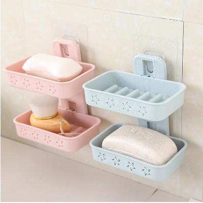 ที่วางสบู่2ชิ้น59บาท-ชั้นวางสบู่สองชั้นsoap-holder-householdติดผนังห้องน้ำห้องครัว-แบบติดผนังไม่ต้องเจาะ-แข็งแกร่ง-bwt