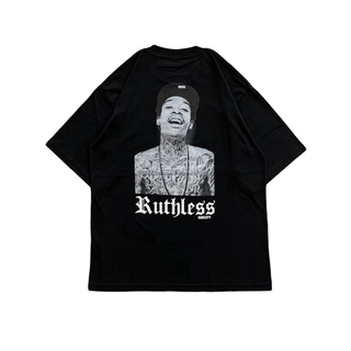 เสื้อยืดโอเวอร์ไซส์เสื้อยืด แขนสั้น พิมพ์ลาย Wiz KHALIFA สีดําS-3XL