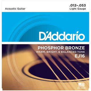 ภาพหน้าปกสินค้าD\'Addario สายกีตาร์โปร่ง รุ่น EJ16 Phosphor Bronze  Light 12-53 แท้100% ที่เกี่ยวข้อง