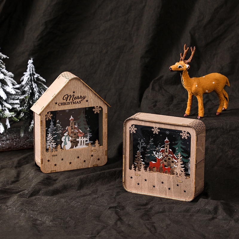 christmas-cabin-บ้านจิ๋วมีไฟ-กระท่อมไม้จิ๋วคริสต์มาส-christmas-cabin-w-led