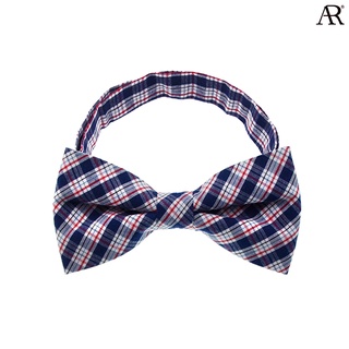 ANGELINO RUFOLO Bow Tie ผ้าไหมทอผสมคอตตอนคุณภาพเยี่ยม โบว์หูกระต่ายผู้ชาย ดีไซน์ Checkered สีกรมท่า/สีฟ้า/สีแดง/สีน้ำตาล