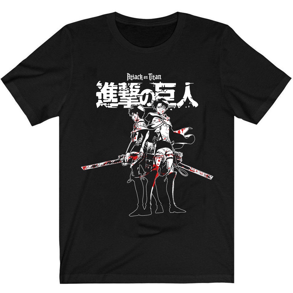 cotton-tshirts-เสื้อยืดผ้าฝ้าย-พิมพ์ลายอนิเมะ-attack-on-titan-aot-levi-ackerman-eren-jaeger-สําหรับผู้ชาย-s-3xl