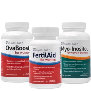 ฉลากใหม่ FertileAidForWomen หรือ Ovaboost​ + Myo inositol  ชุดวิตามินเพิ่ม​คุณภาพ​ของไข่ และรังไข่ for Women