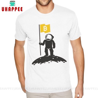 เสื้อยืดผ้าฝ้ายพิมพ์ลาย เสื้อยืดแขนสั้น ผ้าฝ้าย พิมพ์ลาย Bitcoin To The Moon สีขาว สําหรับผู้ชาย ไซซ์ S 4xl