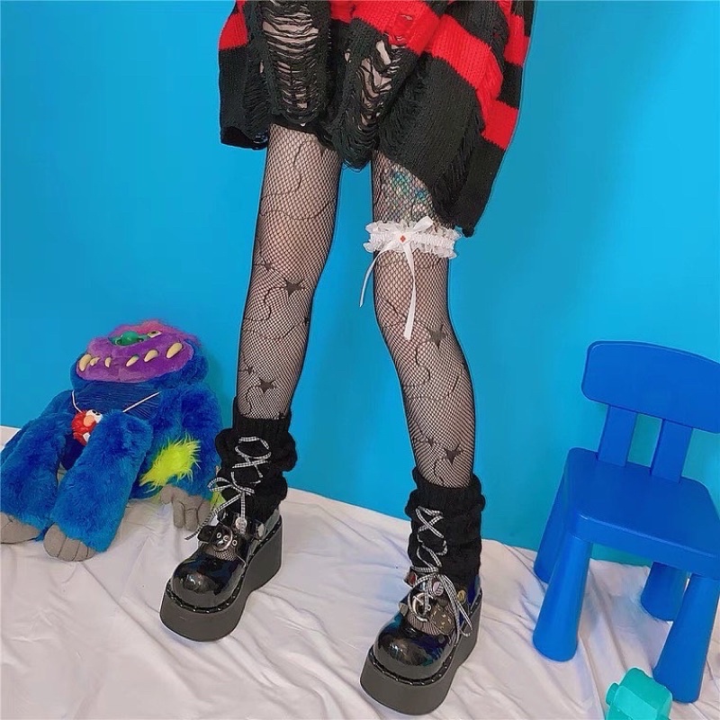 sale-ถุงน่องลายดาว-star-socks-tights-gothic-พร้อมส่ง