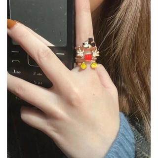 แหวนนิ้วมือ รูปมิกกี้เมาส์น่ารัก สามารถปรับได้ เหมาะกับของขวัญวันวาเลนไทน์ สําหรับผู้หญิง