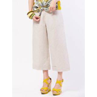 C&D Linen Gaucho Pants กางเกงซีแอนด์ดี กางเกงขายาวสามส่วน พรีเมี่ยมลินิน สีครีม (CL3IBE)