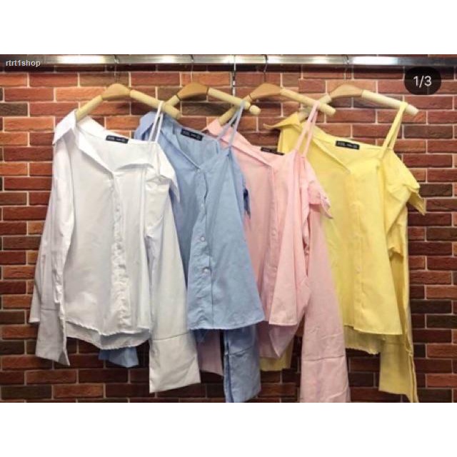 สปอตสินค้า-sunny-เสื้อเชิ้ตสายเดี่ยวปาดไหล่1ข้าง-รุ่นในตำนาน-เรียบหรู-กระดุมหลอกแกะไม่ได้น้า