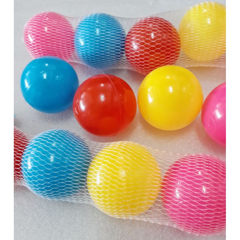 ลูกบอล-ลูกบอลคละสี-ลูกบอลพลาสติก-ลูกบอลเล่นในสระน้ำ-เล่นในบ้านบอล-1ถุง-7ลูก-ลูกบอลสีถุงตาข่าย