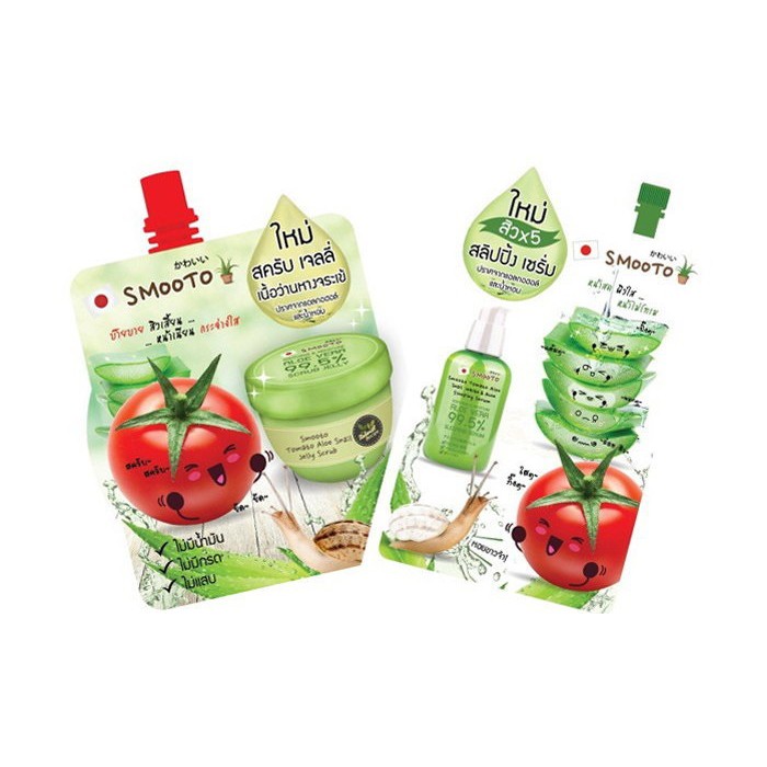 ยกกล่อง-4-ซอง-smooto-tomato-aloe-snail-jelly-scrub-สครับว่านหาง