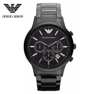 ของแท้ Armani Armani นาฬิกาผู้ชายสีดำสแตนเลสสามโครโนกราฟ Quartz ผู้ชายนาฬิกา AR2453