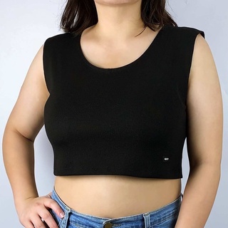 ( ผ้าร่อง / ½ กล้ามหลังเต็มXXL ) แบรนด์ CHOTYSHOP สินค้าผลิตในไทย สาวอวบคนอ้วนใส่ได้  ผ้าร่องครอปแขนกุด อก 36-60”  QRX.E