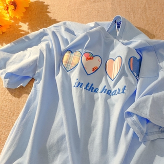 เสื้อยืดลําลอง ผ้าฝ้าย 100% แขนสั้น ทรงหลวม สไตล์เกาหลี เรียบง่าย เหมาะกับฤดูร้อน สําหรับสตรี นักเรียน